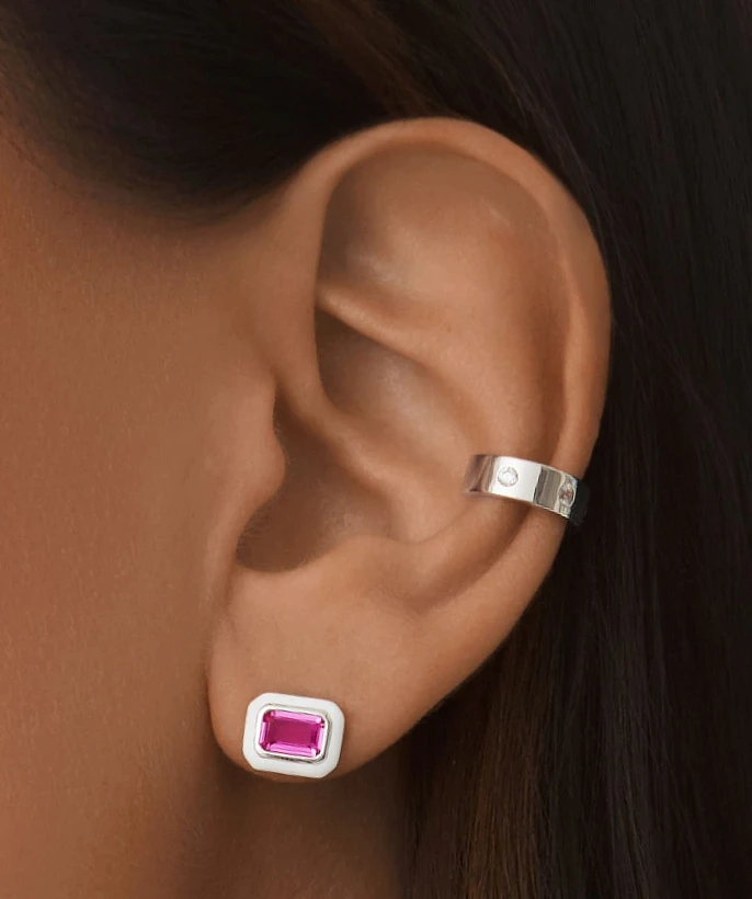 Серебряные серьги с эмалью и корундом MIESTILO