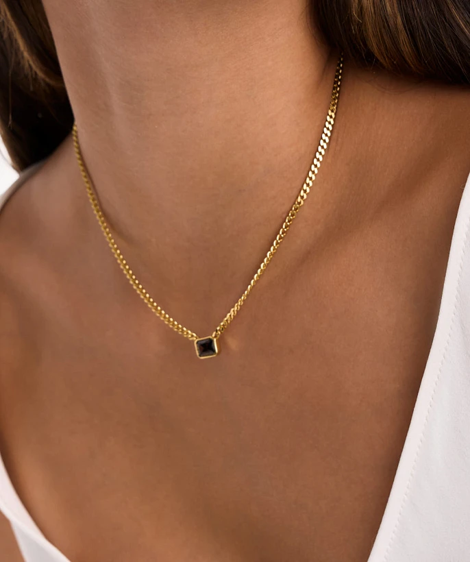 Серебряное колье Элизабет с коричневым фианитом в покрытии желтое золото