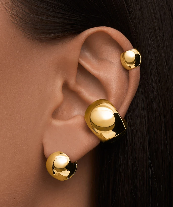 Серьги-шары из серебра в покрытии желтое золото