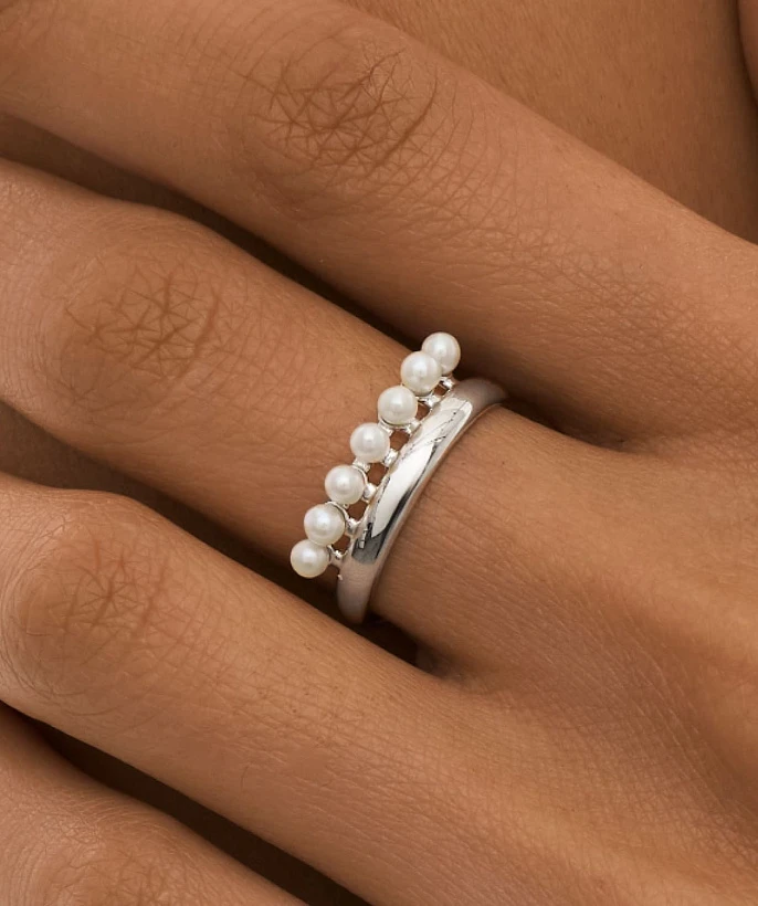 Серебряное кольцо СИЦИЛИЯ с жемчугом