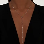 Серебряное колье-галстук с фианитами