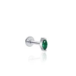 Серебряный пирсинг в ухо с фианитом в огранке маркиз MIESTILO