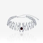 Серебряное колье ЭРОС с натуральным гранатом