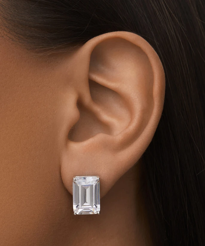 Серебряные крупные серьги ГРАЦИЯ с фианитом