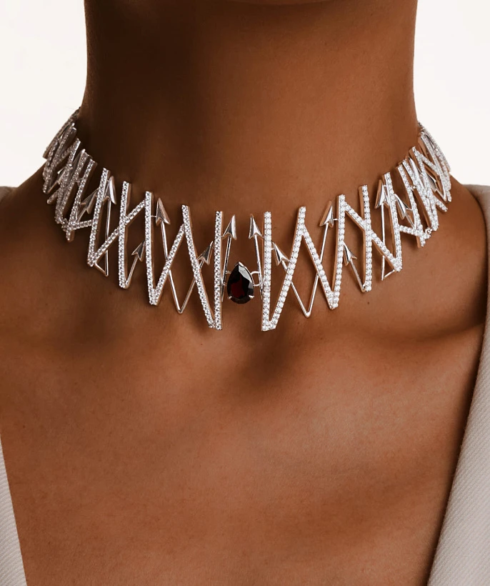 Серебряное колье EROS с натуральным гранатом