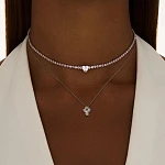 Серебряное колье "Крест" с фианитом
