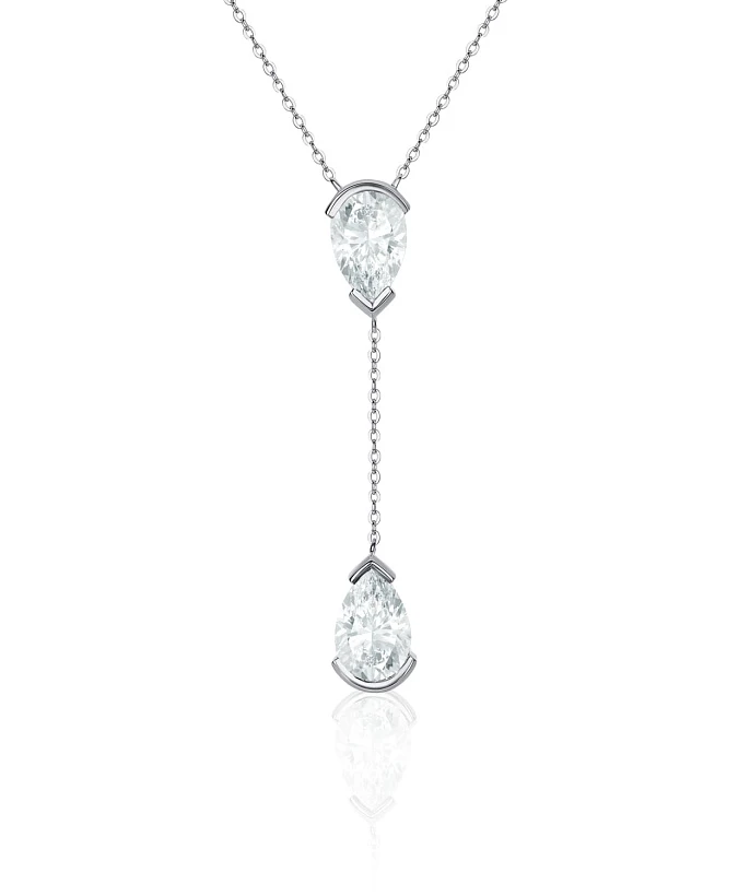 Серебряное колье-галстук PURITY с белыми топазами