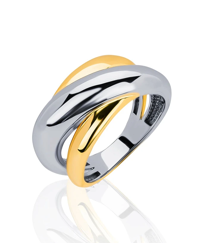 Серебряное кольцо кросс биколор