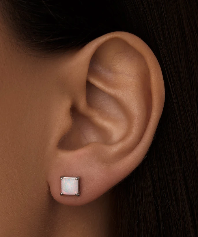Серебряные серьги гвоздики с опалом MIESTILO