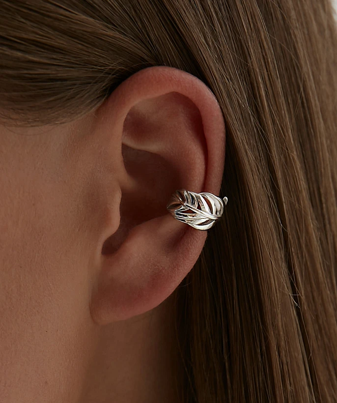 Кафф "Перо" из серебра без вставок