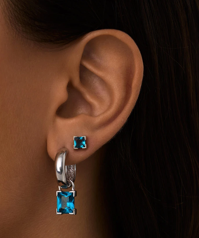 Серебряные серьги-трансформеры PURITY с London топазом
