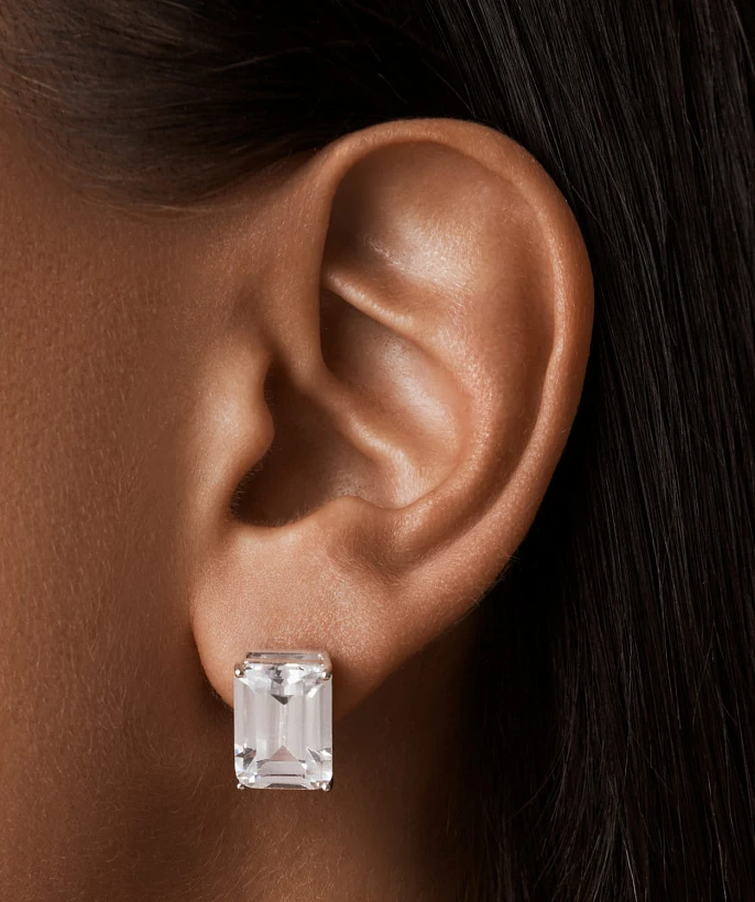 Серебряные крупные серьги A LA RUSSE с фианитом