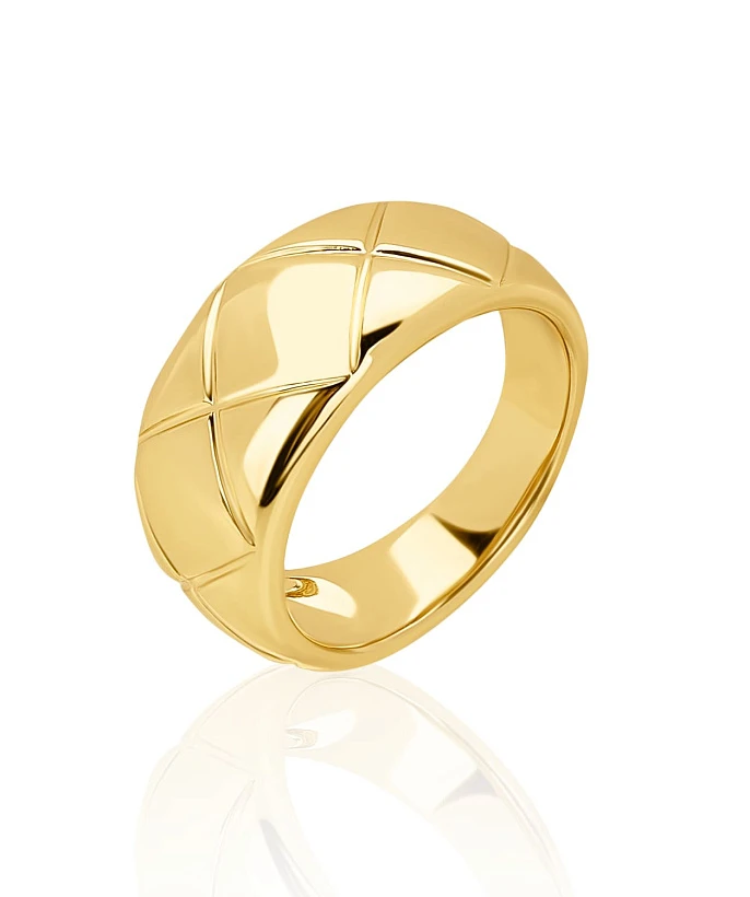 Фактурное кольцо из серебра в покрытии желтое золото