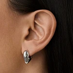 Крупные серебряные серьги в виде дутого сердца MIESTILO 