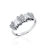 Серебряное кольцо сердца с фианитами MIESTILO