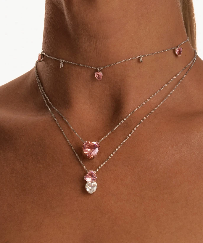 Серебряное колье ЛЮБОВЬ с двумя сердцами