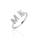 Серебряное кольцо регулируемое с буквой М MIESTILO
