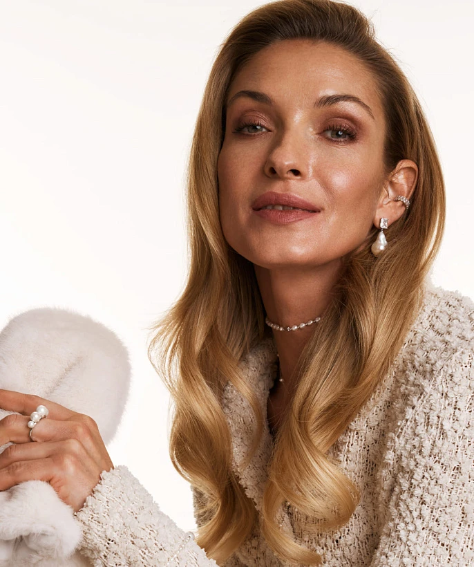 Серебряное изогнутое кольцо SICILIA с жемчугом