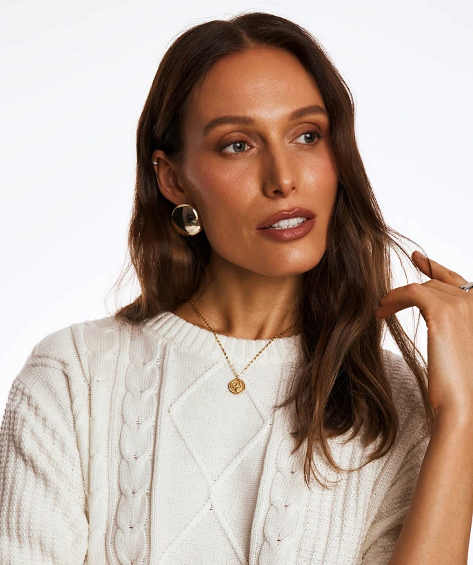 Серебряное колье с монетой AMOR в покрытии желтое золото