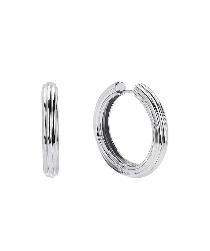 Массивные серебряные серьги-конго с рельефом MIESTILO 