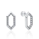 Серебряные многогранные серьги с фианитами