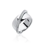 Серебряное широкое кольцо с дорожкой фианитов