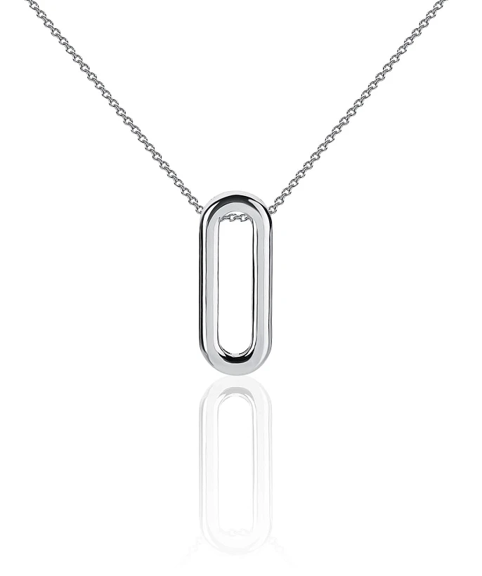 Колье из серебра с фактурным овалом и фианитами