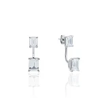 Серебряные серьги трансформеры с фианитами в огранке багет MIESTILO 