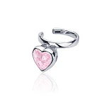 Серебряный кафф ЛЮБОВЬ с розовым сердцем