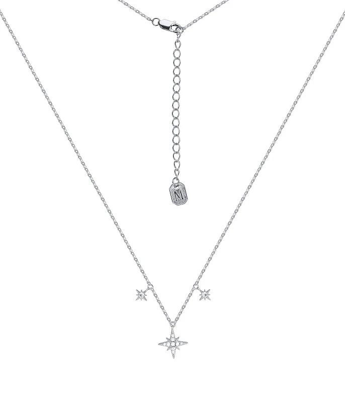Серебряное колье со звездами и фианитами MIESTILO