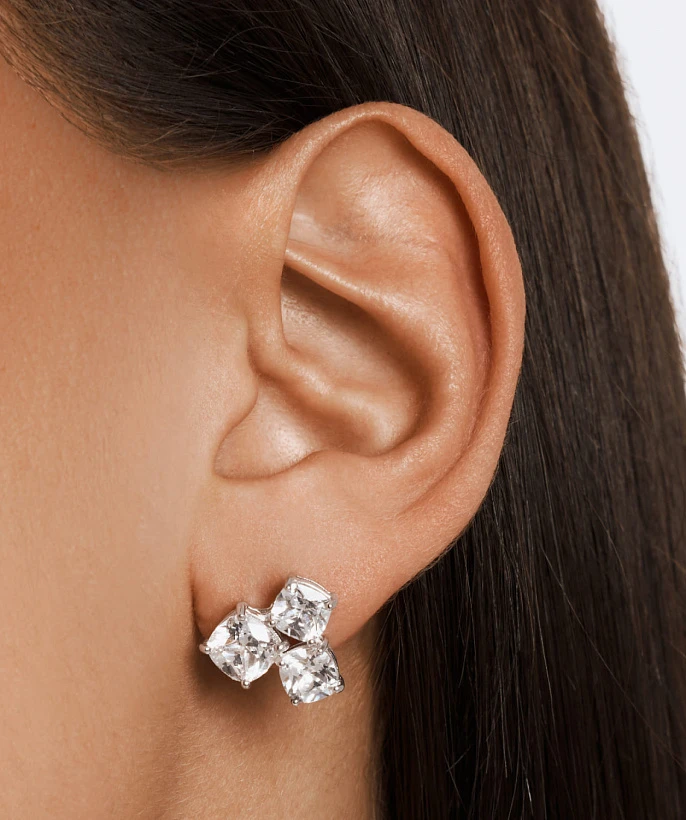 Серебряные тройные серьги A LA RUSSE с фианитами