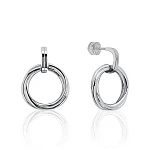 Серьги из серебра с подвесными кольцами MIESTILO