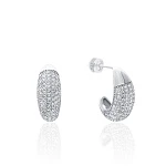 Серебряные дутые серьги с фианитами