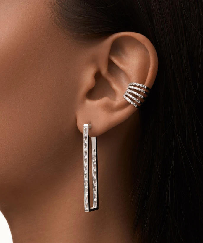 Крупный кафф из серебра с фианитами Гэтсби