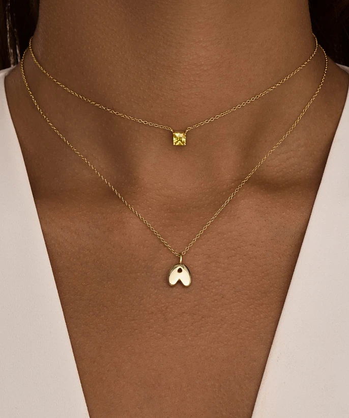 Серебряное колье позолоченое с буквой А MIESTILO 