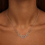 Серебряное колье с многогранниками с фианитами