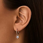 Серебряные серьги-конго со съемными подвесками-сердечками с голубыми фианитами MIESTILO 