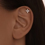 Серебряный пирсинг с фианитами MIESTILO