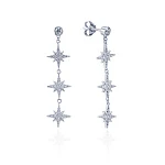 Серебряные пусеты с подвесками в виде звезд MIESTILO