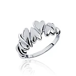 Серебряное кольцо сердца MIESTILO
