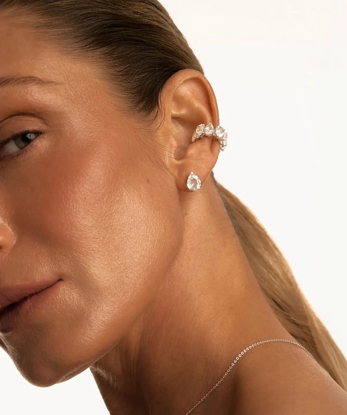 Серебряные серьги-пусеты ЭРОС с горным хрусталем