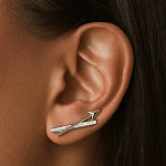 Серебряные серьги-клаймберы ЭРОС с фианитами