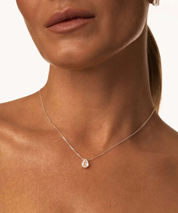 Серебряное колье ЭРОС на тонкой цепочке с горным хрусталем