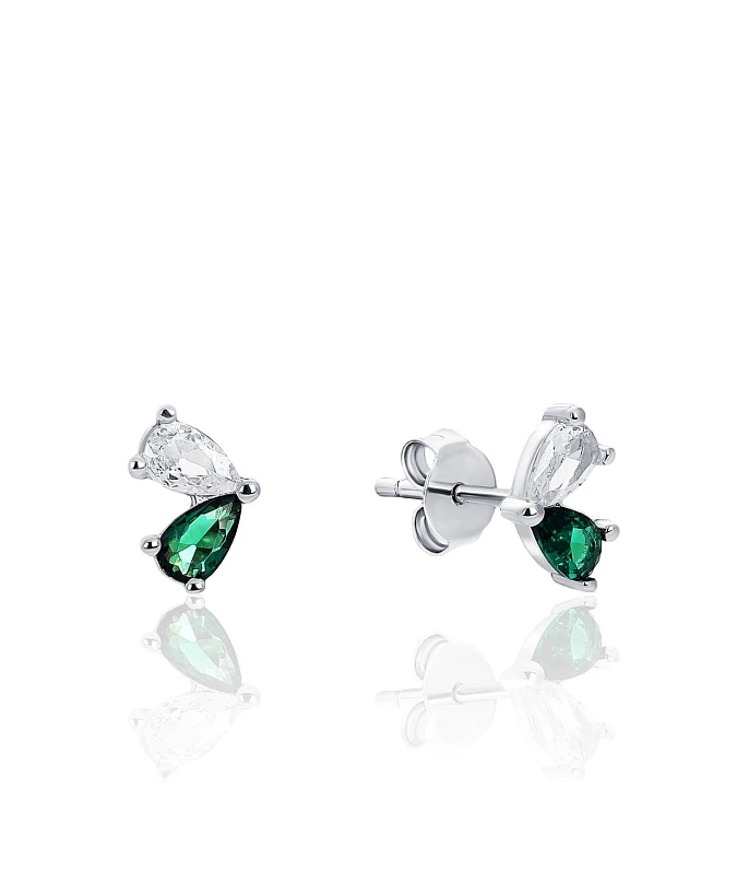 Серебряные серьги с фианитами в огранке груша MIESTILO 