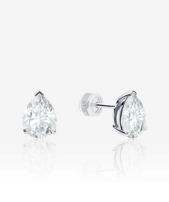 Серебряные серьги-пусеты ЭРОС с горным хрусталем