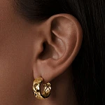 Фактурные серьги из серебра в покрытии желтое золото