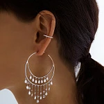 Серьги кольца из серебра с фианитами