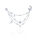 Серебряный кафф с цепями, луной и фианитами