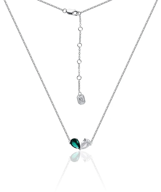 Серебряное колье с фианитами в огранке груша MIESTILO