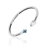 Серебряный жесткий браслет PURITY с белым и London топазами